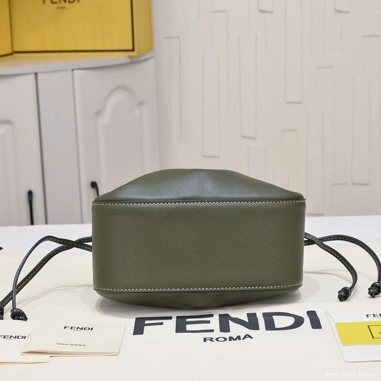 Cheap HOT Mini Fendi Bag Pomodorino Calf Leather Green In Bucket 0820